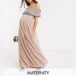 Blush taupe maternity dress